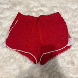 Red and White Sweat Shorts with drawstring